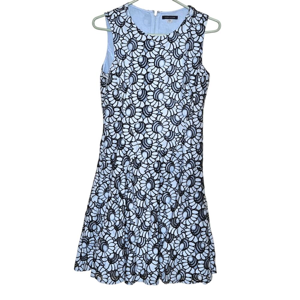 Tommy Hilfiger Size 6 Lace Light Blue Black Wedding Guest Dress Cocktail Classy
